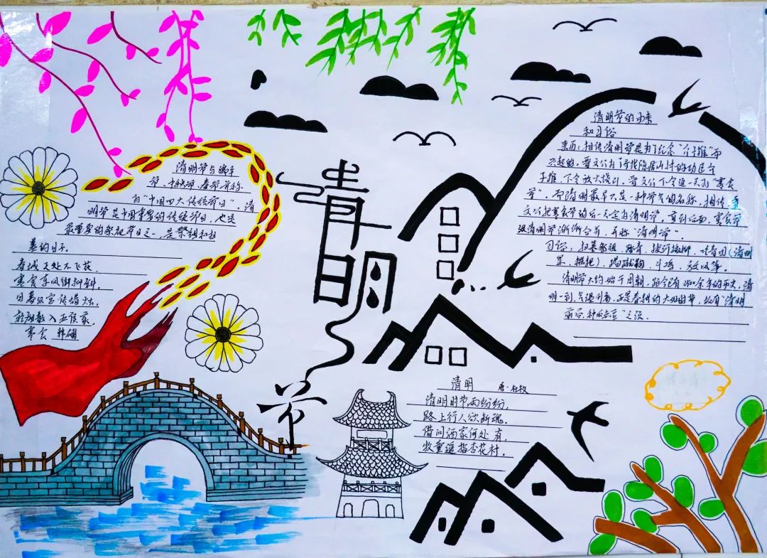 经典研习,文明缅怀|洛阳东外初中部清明节手抄报展示活动