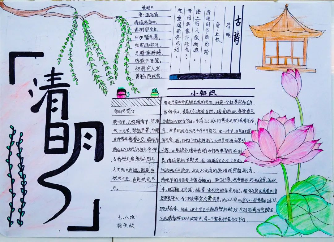 经典研习,文明缅怀|洛阳东外初中部清明节手抄报展示活动